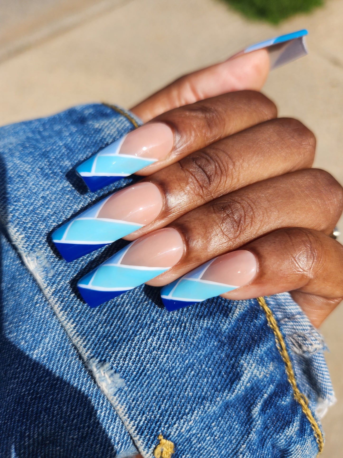 Blue Wrap press on nail set