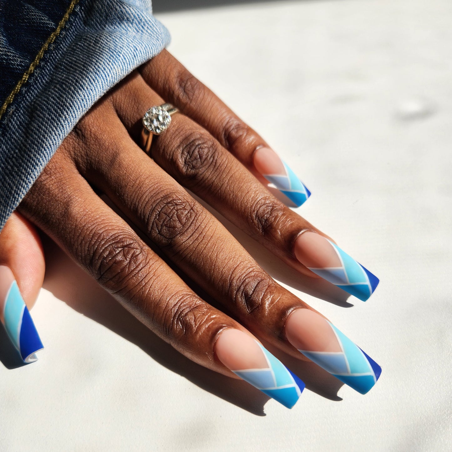Blue Wrap press on nail set