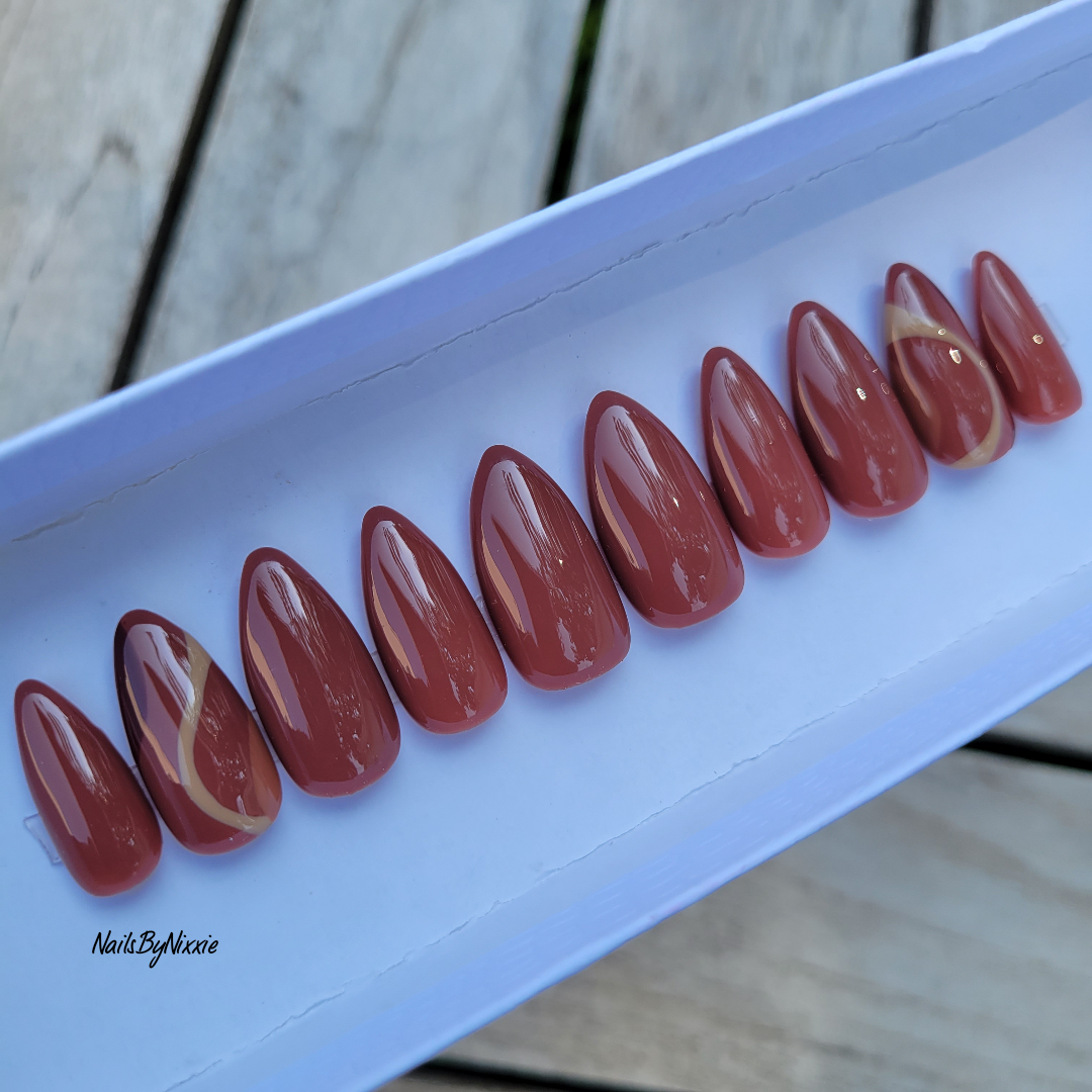 Chocolate Swirl press on nail set