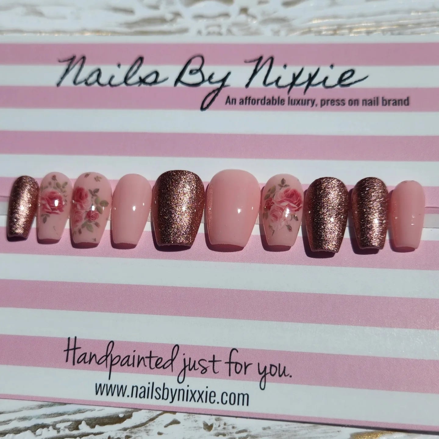Pink Floral nail set