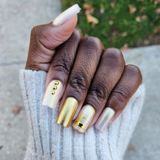 Golden Rudolph - Press on nail set