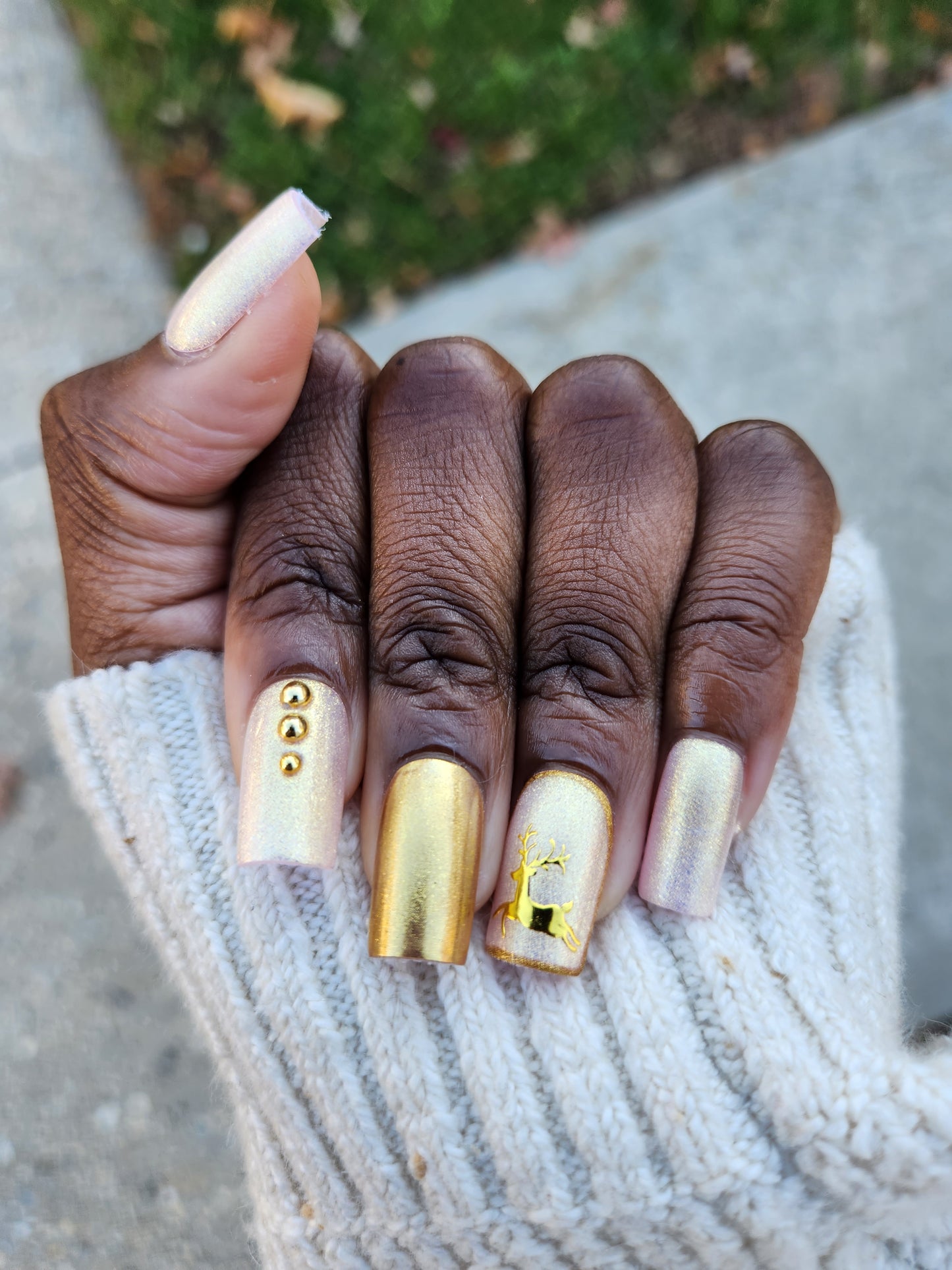 Golden Rudolph - Press on nail set