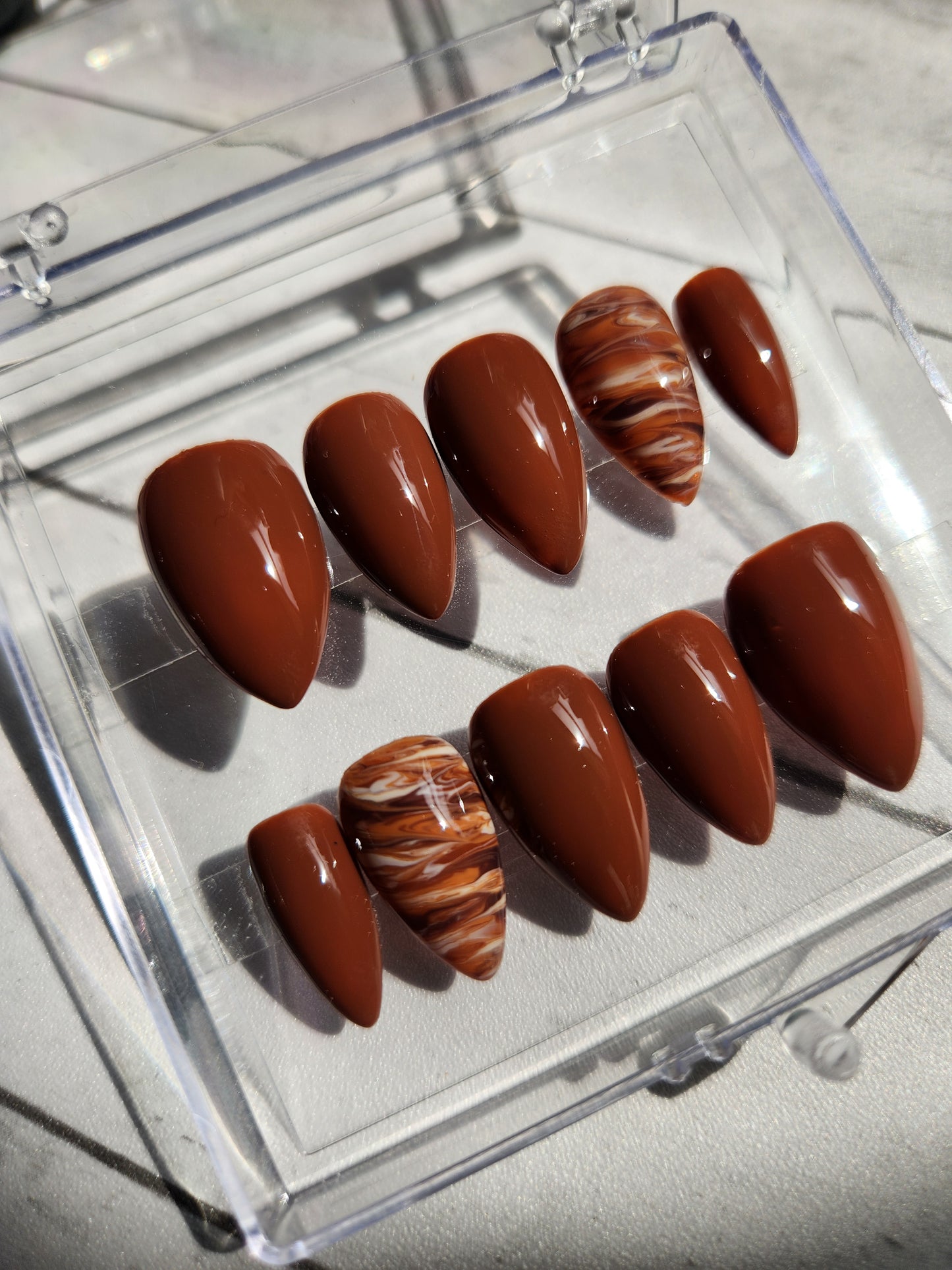 Mocha Latte press on nail set