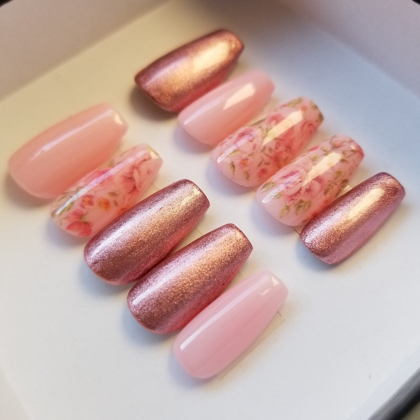 Pink Floral nail set