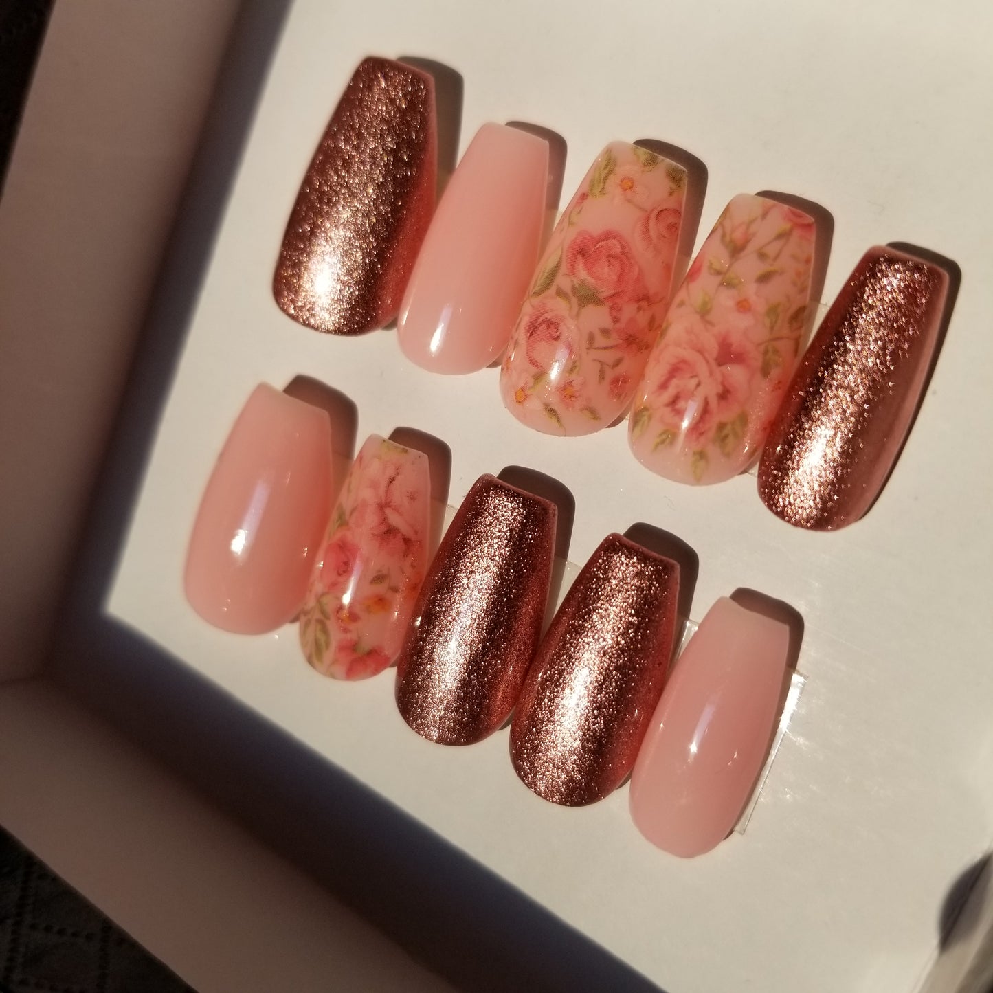 Pink Floral nail set