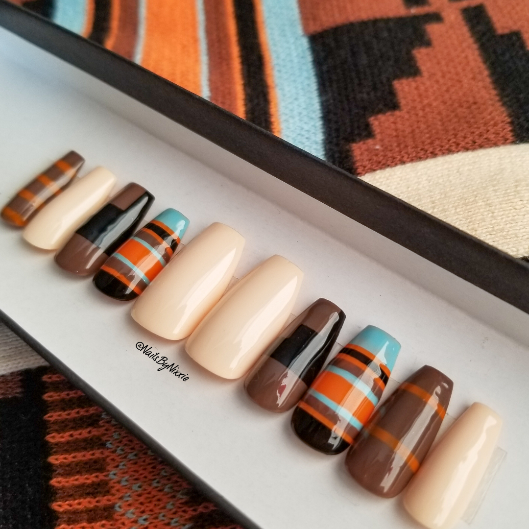 African Print Press On Nail Set